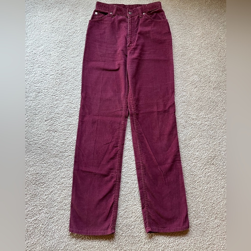 HP 🎉 Vintage Levi’s berry high waist cords size 7 approx - Picture 1 of 12